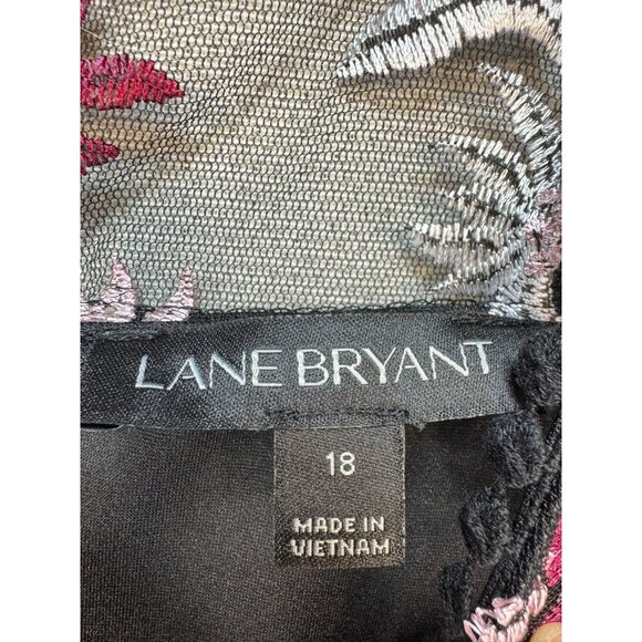 Lane Bryant Womens Embroidered Mesh Sleeves Floral Design Dress Plus Size 18 Bl - Picture 2 of 13